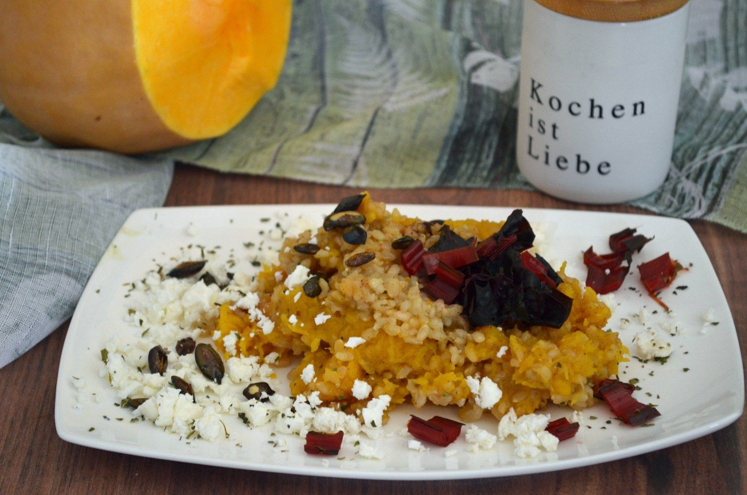 Kürbisreis mit Mangold & Feta